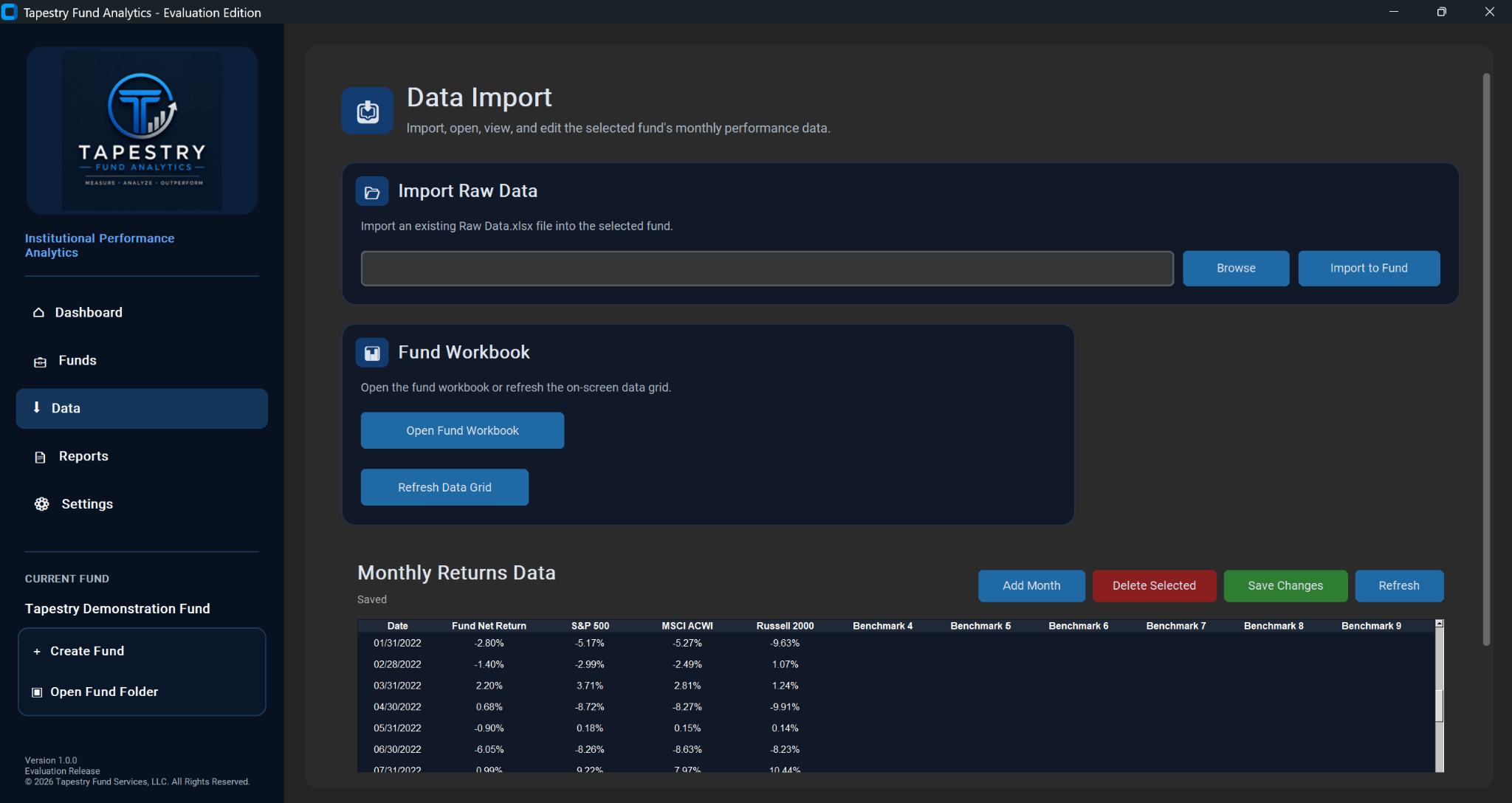 Monthly returns data management